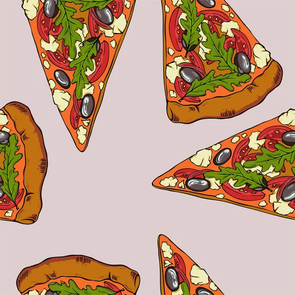 Sabrosa Pizza Sobre Fondo Púrpura — Vector de stock