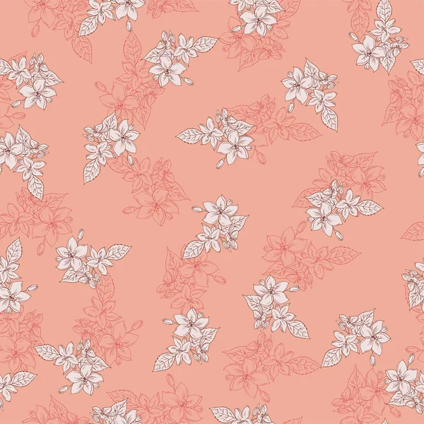 Erstaunliche Blumen Nahtlose Muster Auf Rosa Hintergrund — Stockvektor