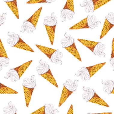 Beyaz zemin üzerine lezzetli dondurma seamless modeli
