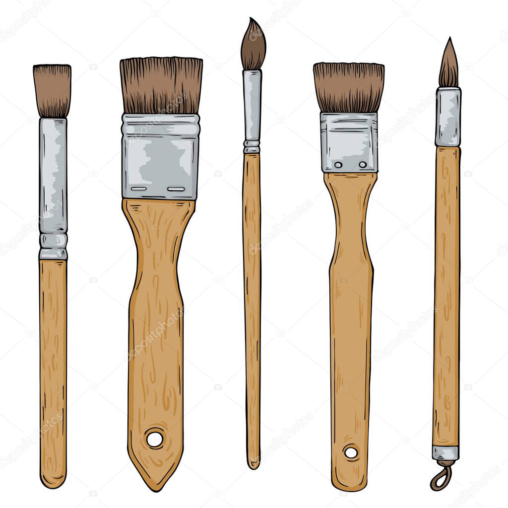 Art brushes for painting on white background