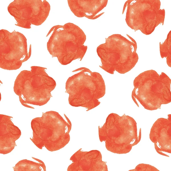 Seamless Pattern Red Stains White Background Hand Drawn Watercolor Illustration — Stock Photo, Image