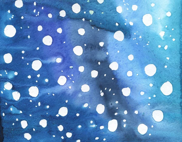 Abstract Blue Background White Spots Sky Snowflakes Winter Card Design — Stock Photo, Image