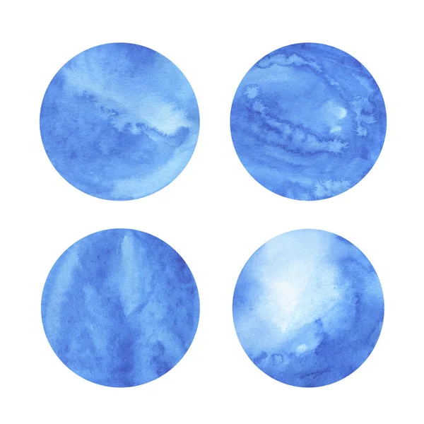 Set Grandi Forme Acquerello Blu Isolato Sfondo Bianco Illustrazione Acquerello — Foto Stock