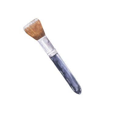 beyaz arka plan üzerinde kabarık makyaj fırçası yakın görünümü