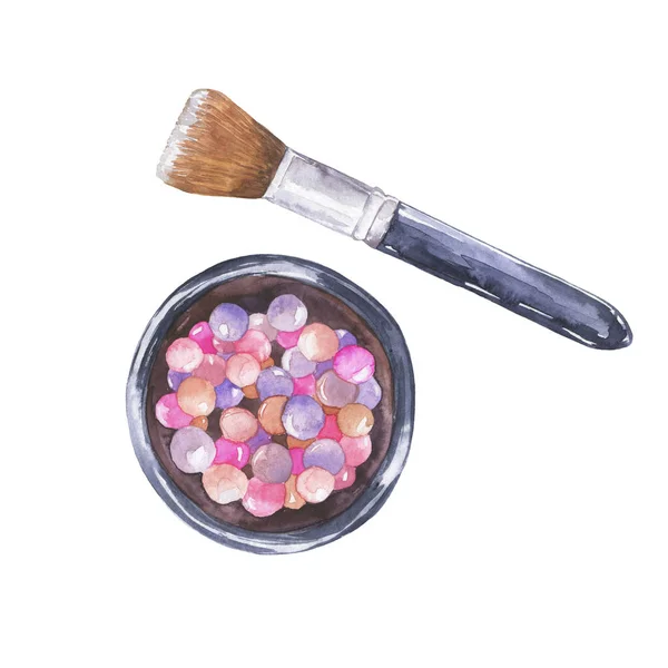 Close View Makeup Brush Blush Illustration — Stock Photo, Image