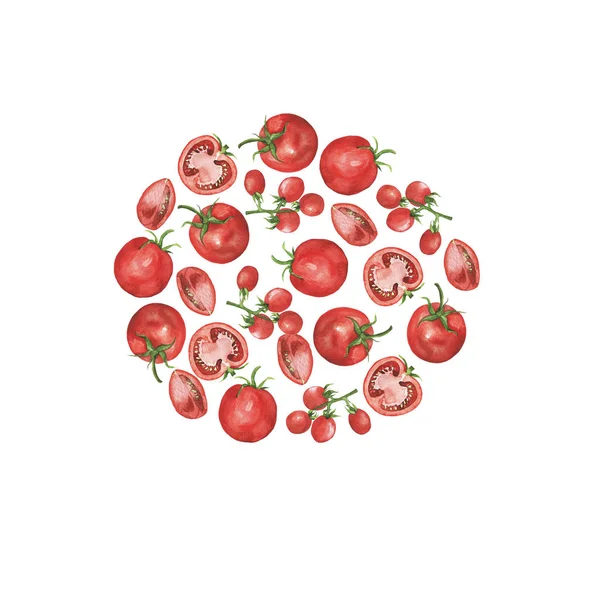 Close Vista Vermelho Tomate Ilustração Fundo Branco — Fotografia de Stock