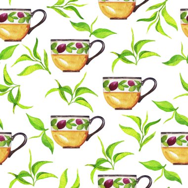 Çay teması için vintage elle çizilmiş desen 