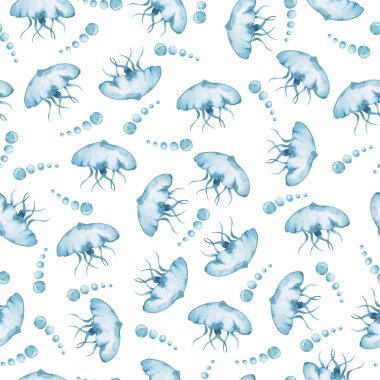 Beyaz arka planda izole edilmiş elle çizilmiş denizanaları