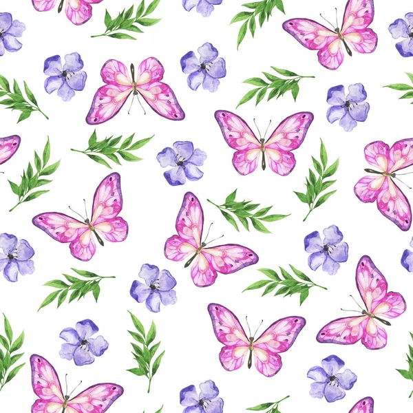 Bunte Handgezeichnete Illustration Mit Schmetterlingen Druck — Stockfoto