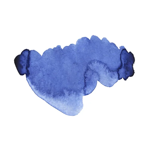 Heldere Blauwe Kleur Vlek Geïsoleerd Witte Achtergrond Met Hand Getekend — Stockfoto