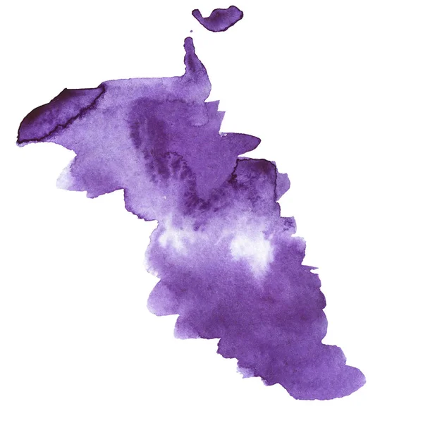 Abstrakte Violette Farbe Fleck Isoliert Auf Weißem Hintergrund Handgezeichnete Aquarell — Stockfoto