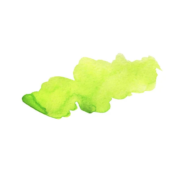 Mancha Cor Verde Abstrato Isolado Fundo Branco Ilustração Aquarela Desenhada — Fotografia de Stock