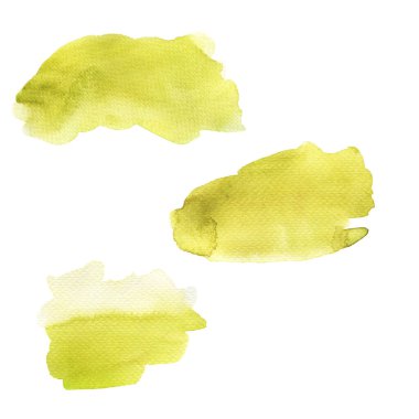 Beyaz arka planda soyut zeytin damlaları. El çizimi suluboya çizimi.