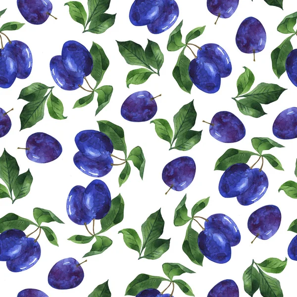 Motif Sans Couture Avec Des Branches Prune Bleu Frais Des — Photo