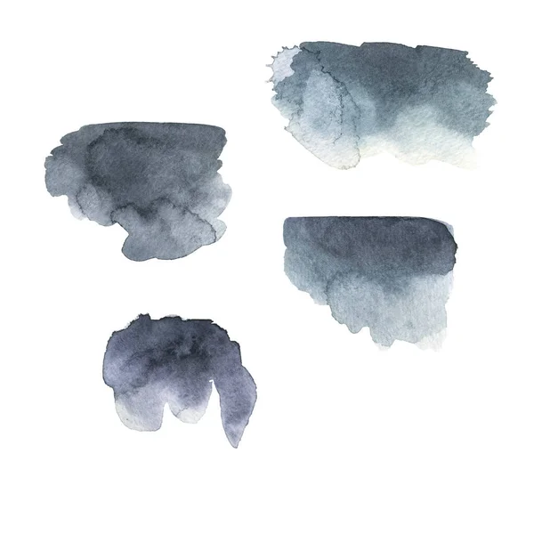 Set Van Abstracte Grijze Kleur Blobs Witte Achtergrond Met Hand — Stockfoto