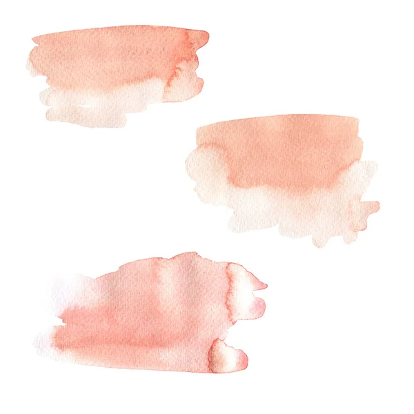 Uppsättning Pastell Dekorativa Rosa Fläckar Handritad Akvarell Illustration — Stockfoto