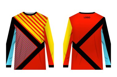 Süblimasyon baskı için tasarım. Jersey aşırı spor için. Kıyafetler, rekabet için. Takım veya club üniforma. Jersey için dağ bisikleti, motocross, Bisiklete binme, yokuş aşağı. Spor giyim kavramı, şablonları.