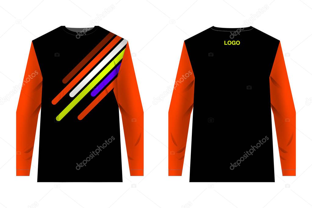 Design for sublimation print. Jersey for extreme sport. Sportswear for competition. Team or club uniform. Jersey for mountain bike, motocross, cycling, downhill. Sportswear concept, templates.