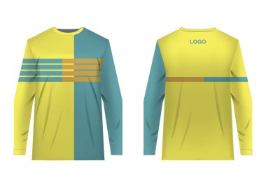 Spor giyim tasarımları süblimasyon baskı için şablon. Üniformalar yarışmalar, takım oyunları, kurumsal tarzı, reklam kampanyaları için. Jersey motocross, dağ bisikleti için.