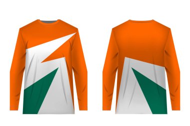 Spor giyim tasarımları süblimasyon baskı için şablon. Üniformalar yarışmalar, takım oyunları, kurumsal tarzı, reklam kampanyaları için. Jersey motocross, dağ bisikleti için.
