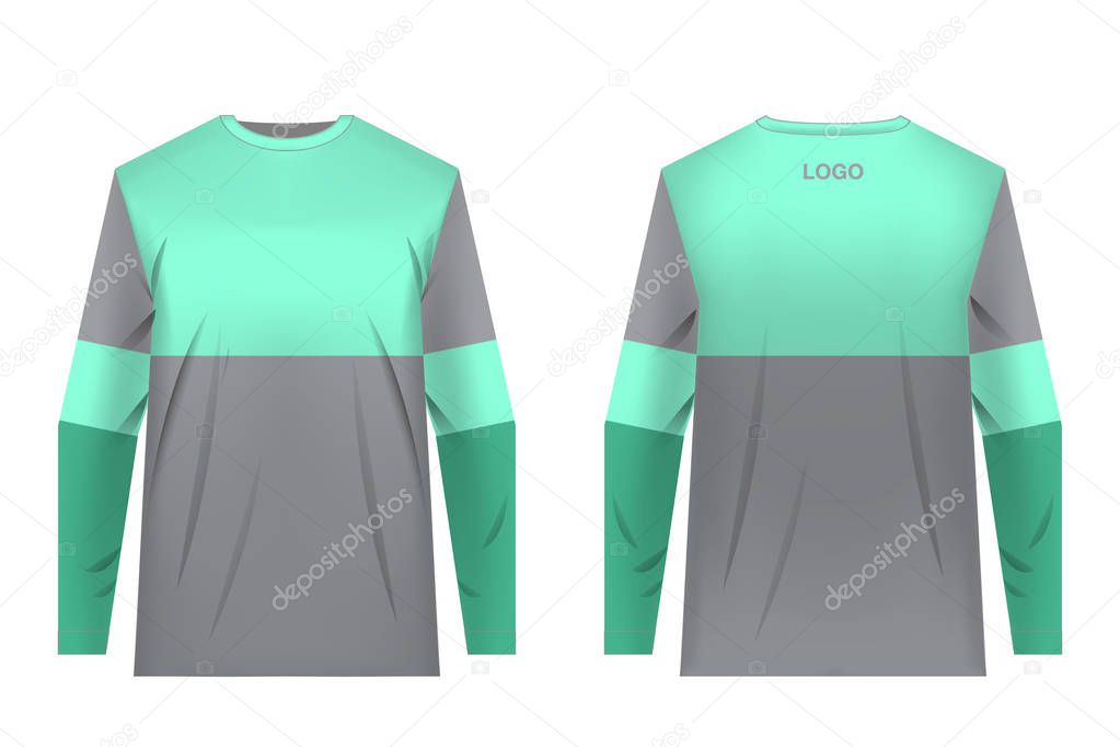 Templates of sportswear designs for sublimation printing. Uniforms for competitions, team games, corporate style, advertising campaigns. Jersey for motocross, mountain biking.