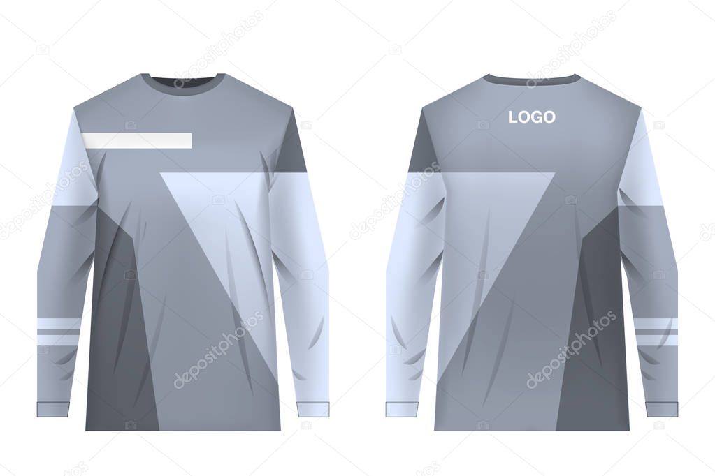 Templates of sportswear designs for sublimation printing. Uniforms for competitions, team games, corporate style, advertising campaigns. Jersey for motocross, mountain biking.