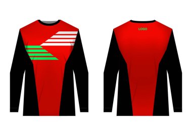 Spor giyim tasarımları süblimasyon baskı için şablon. Üniformalar yarışmalar, takım oyunları, kurumsal tarzı, reklam kampanyaları için. Jersey motocross, dağ bisikleti için.