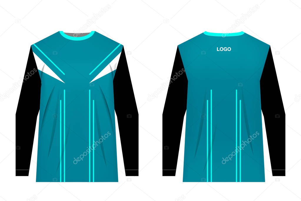 Templates of sportswear designs for sublimation printing. Uniforms for competitions, team games, corporate style, advertising campaigns. Jersey for motocross, mountain biking.