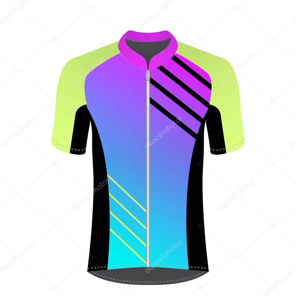Cycling jersey mockup. T-shirt sport design template. Road racing uniform blank.