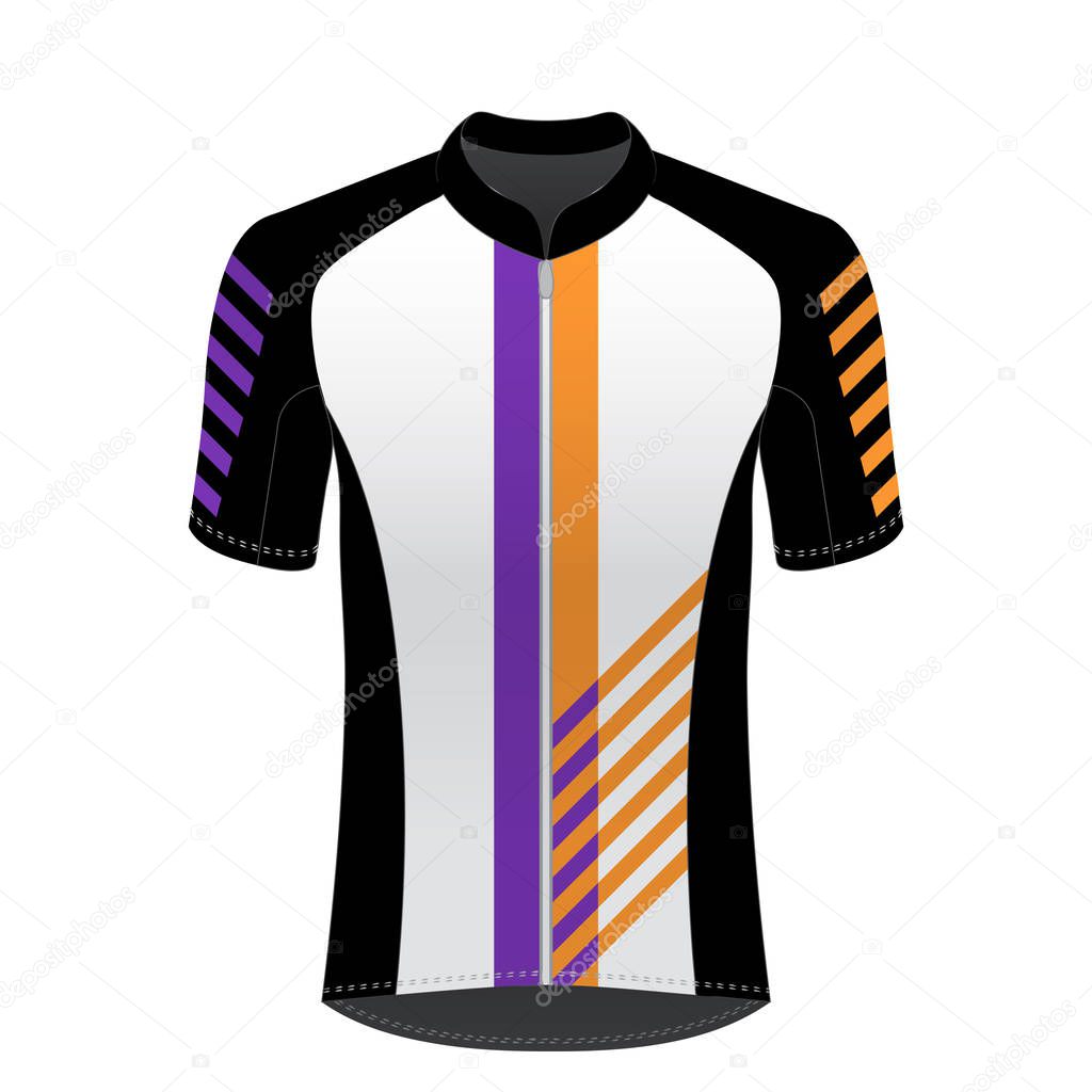 Cycling jersey mockup. T-shirt sport design template. Road racing uniform blank.