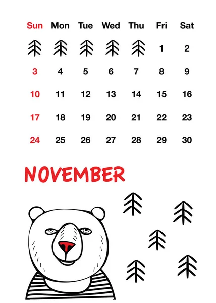 Mignon ours nez rouge — Image vectorielle