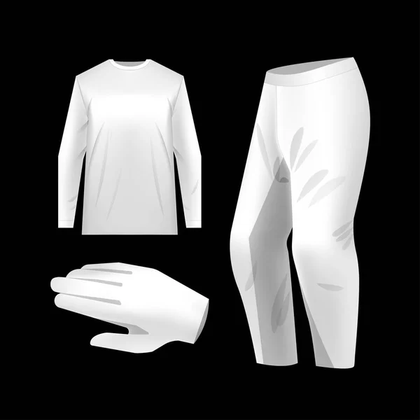 White Motocross Sportswear Kit Crew Neck Jersey Trousers Gloves Vector — Stock Vector