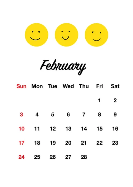 Cute 2019 takvim gülümsüyor ile ayarla. Doodle tarzı. Pozitif komik gülümsüyor her ay.