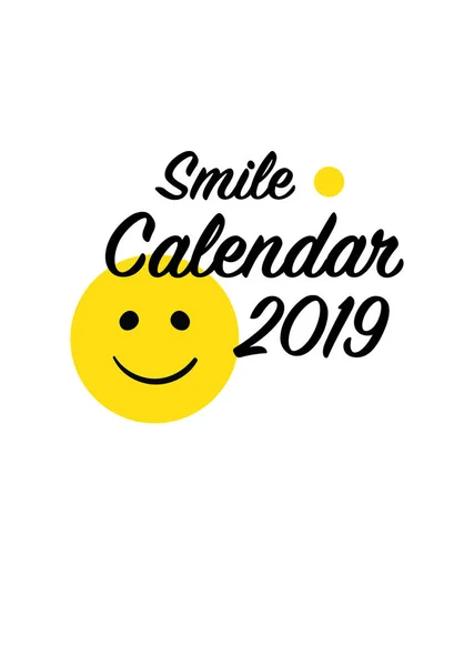 Linda Cubierta Calendario 2019 Conjunto Con Sonrisas Estilo Doodle Sonrisas — Archivo Imágenes Vectoriales