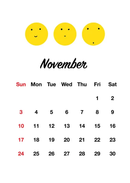 Joli Calendrier 2019 Serti Sourires Style Caniche Sourires Drôles Positifs — Image vectorielle