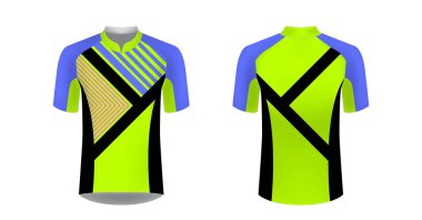 Spor giyim tasarımları süblimasyon baskı için şablon. Bisiklet, koşu Yarışması, triatlon için tek tip boş maraton ve yarış oyunları. Vektör mockup tasarım için.