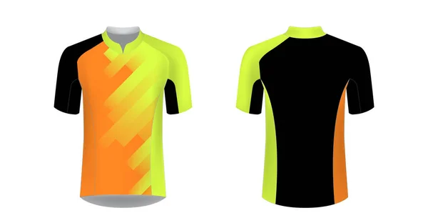 Spor giyim tasarımları süblimasyon baskı için şablon. Bisiklet, koşu Yarışması, triatlon için tek tip boş maraton ve yarış oyunları. Vektör mockup.