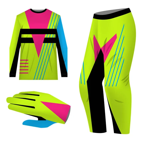 Dağ bisikleti için şablonlar jersey. Jersey motokros, aşırı Bisiklete binme, yokuş aşağı için. Süblimasyon baskı. Spor kiti tasarım. Tasarım Yarışması, takım giyiyor. Vektör çizim.