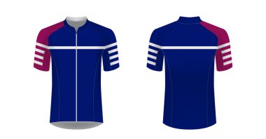 Spor giyim tasarımları süblimasyon baskı için şablon. Bisiklet, koşu Yarışması, triatlon için tek tip boş maraton ve yarış oyunları. Vektör mockup.