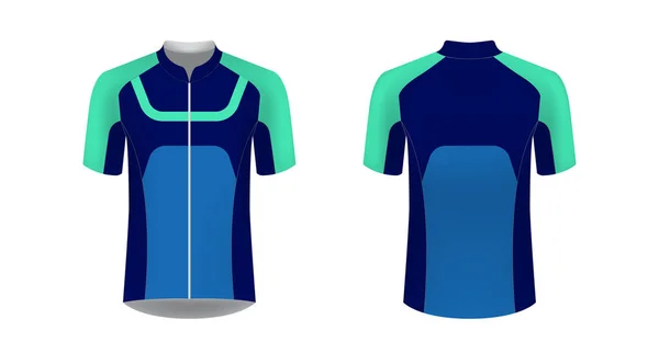 Spor giyim tasarımları süblimasyon baskı için şablon. Bisiklet, koşu Yarışması, triatlon için tek tip boş maraton ve yarış oyunları. Vektör mockup.