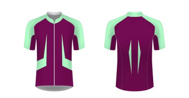 Spor giyim tasarımları süblimasyon baskı için şablon. Bisiklet, koşu Yarışması, triatlon için tek tip boş maraton ve yarış oyunları. Vektör mockup.