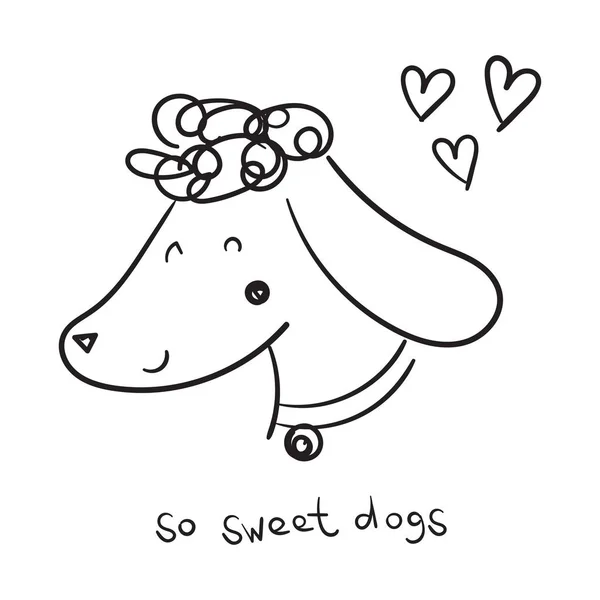 Doodle Πορτρέτα Σκύλων Εικονογράφηση Διάνυσμα Poodle Χαμόγελο Σκυλί Πρόσωπα — Διανυσματικό Αρχείο