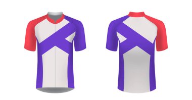 Sportswear templates. Designs for sublimation printing. Uniform blank for triathlon, cycling, cross country, run, marathon, race. Vector mocup. Team or uniform concept. Cycling tour kit design. clipart