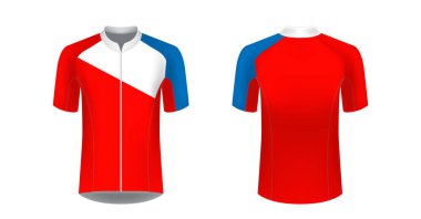 Spor giyim şablonları. Süblimasyon baskı tasarımları. Triatlon, Bisiklet, ülke, koşmak, maraton, yarış için tek tip boş. Vektör mocup. Takım veya üniforma kavramı. Tur kiti tasarım Bisiklete binme.