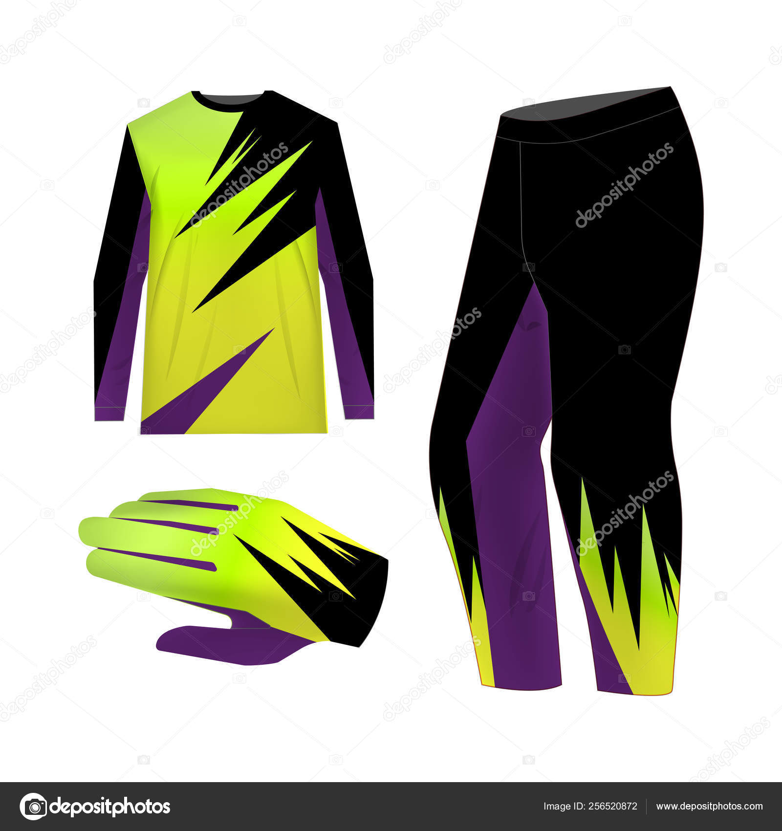 Blank Motocross Kit Mock Isolated Design Templates Long Sleeve Jersey Stock Vector C Ternina 256520872