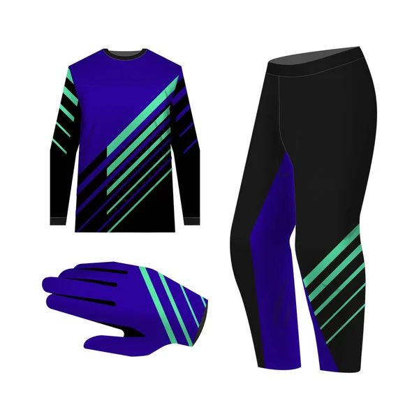 Leere Motocross Kit Attrappe Auf Isolierte Designvorlagen Langarmtrikot Hose Und Vektorgrafiken