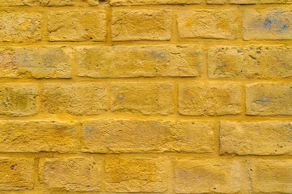 卷曲的黄色复古砖墙纹理背景 旧砖墙细部质感 — 图库照片