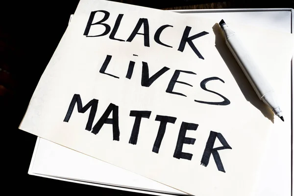 Nero Vite Contano Processo Creazione Poster Bandiera Black Lives Matter — Foto Stock