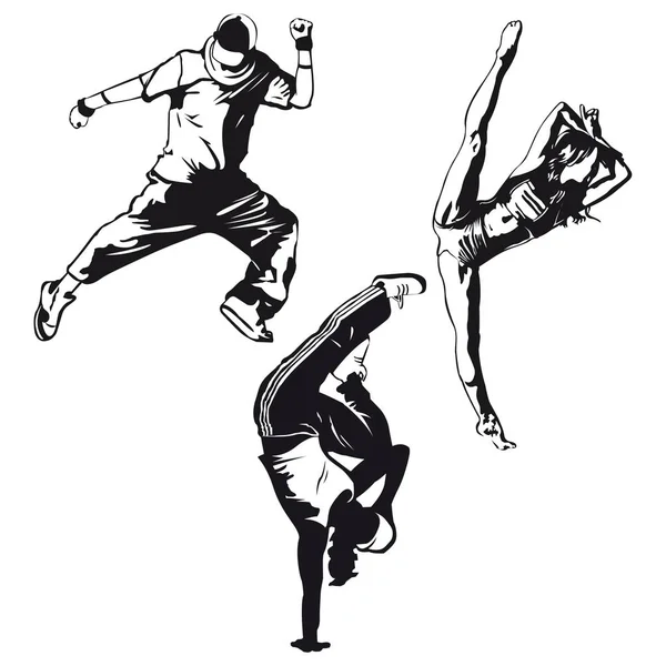 Conjunto Bailarines Callejeros Vector — Vector de stock