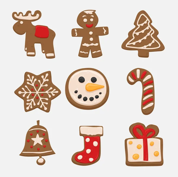 Vektör Noel çerezleri Pack (Gingerbread tatil tanımlama bilgileri)